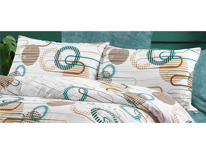 Μαξιλαροθήκη Εμπριμέ Διώνη 601 50X70 White-Petrol 70/30 Cott/Pol