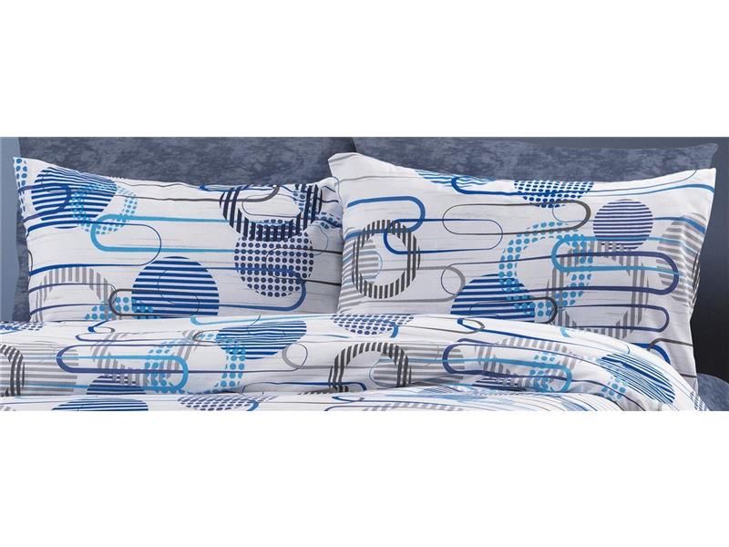 Μαξιλαροθήκη Εμπριμέ Διώνη 602 50X70 White-Blue 70/30 Cott/Pol