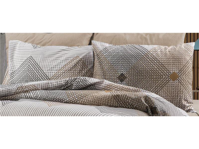 Μαξιλαροθήκη Εμπριμέ Καλλιρόη 603 50X70 Grey-Mocha 70/30 Cott/Pol