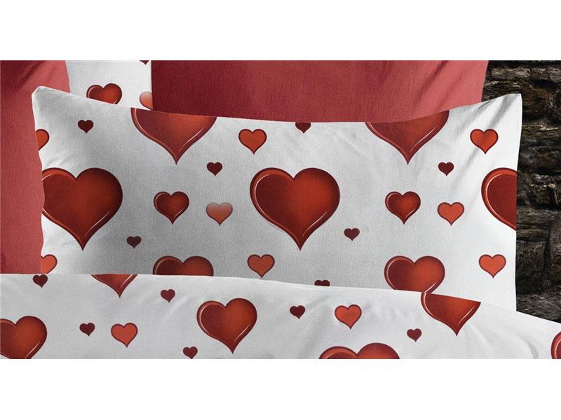 Μαξιλαροθήκη Εμπριμέ Πάθος 607 50X70 White-Red 70/30 Cott/Pol
