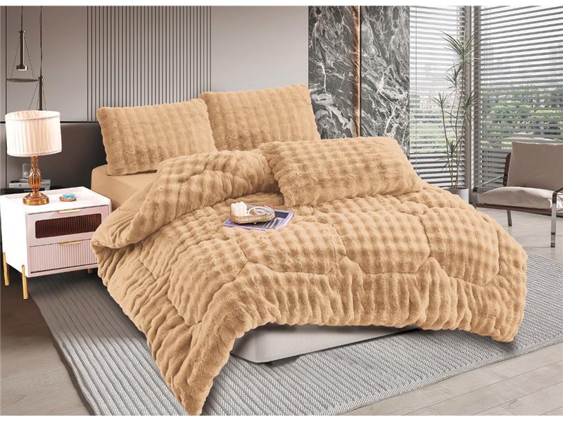 Κουβερτοπάπλωμα burble (240cm x 260cm +2 x50cm x 70cm) ανοιχτό καφέ 