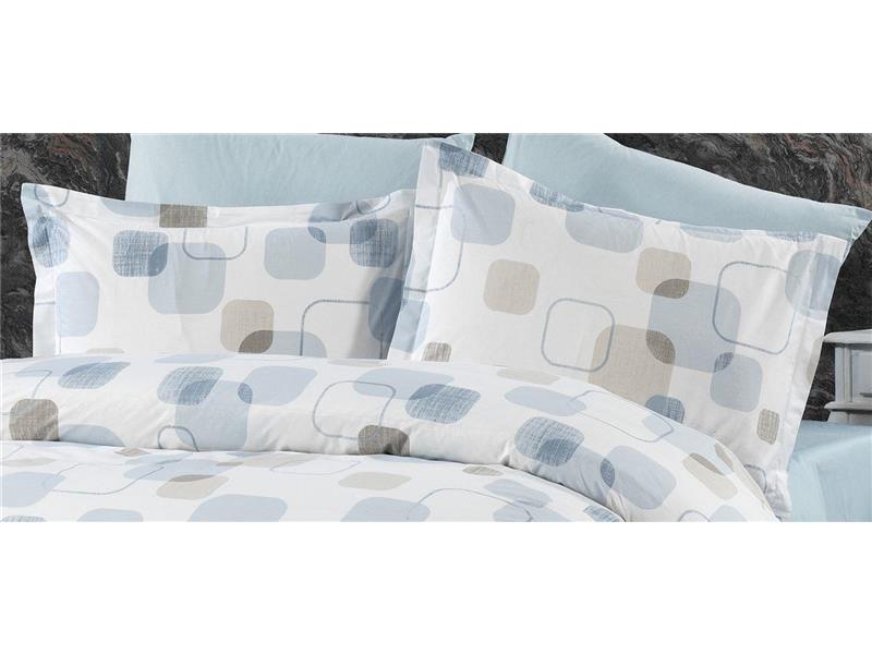 Μαξιλαροθήκη Εμπριμέ Μελίνα 707 50X70 White-Light Blue 100% Cotton