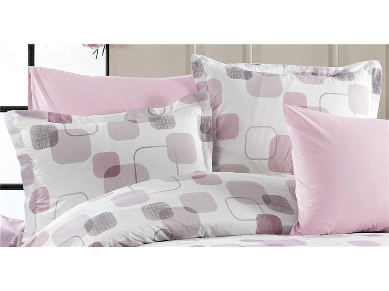Μαξιλαροθήκη Εμπριμέ Μελίνα 709 50X70 White-Lilac 100% Cotton