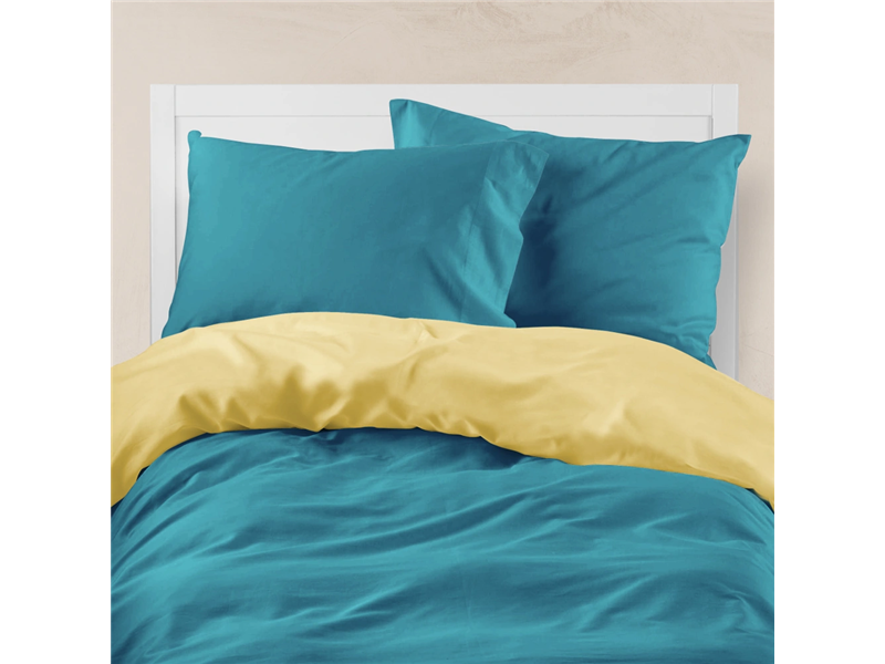 Παπλωματοθήκη Borea Solid Line Πετρόλ-Κίτρινο