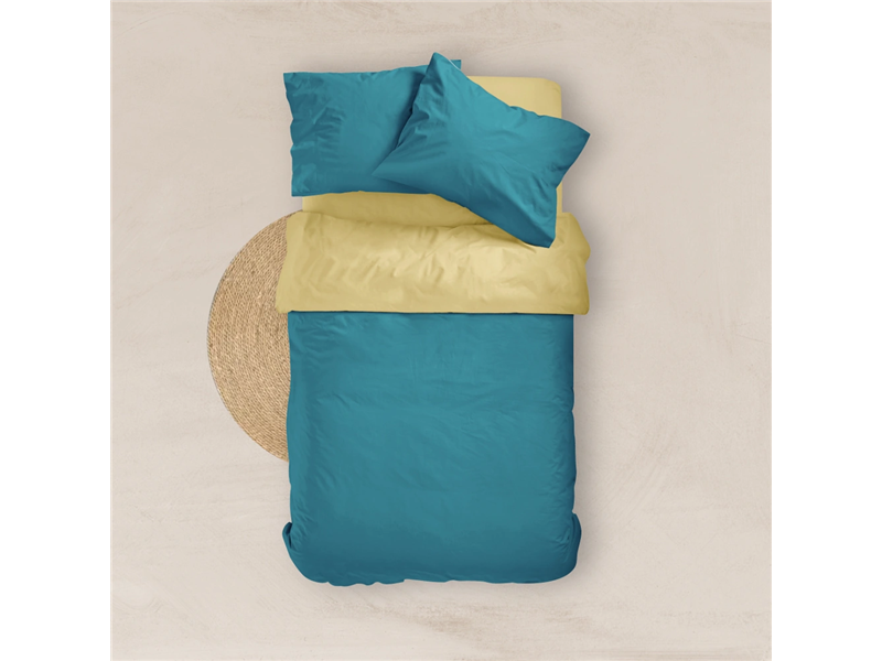 Παπλωματοθήκη Borea Solid Line Πετρόλ-Κίτρινο