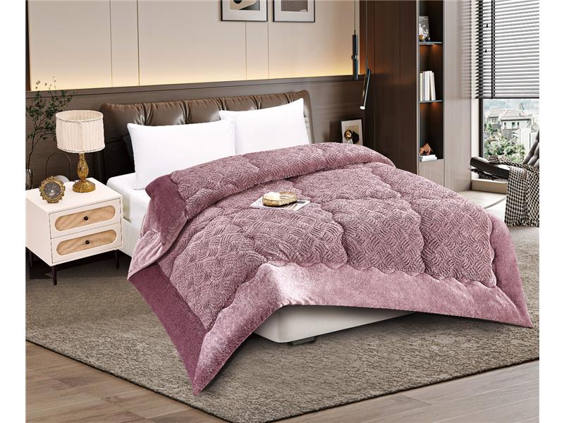 Κουβερτοπάπλωμα pv plush (220cm x 240cm) rust red