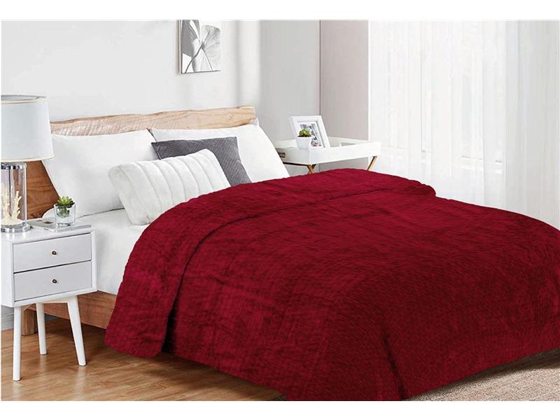 Κουβέρτα Coral Fleece Jacquard Brick 04 220X240 Bordeaux 100% Polyester