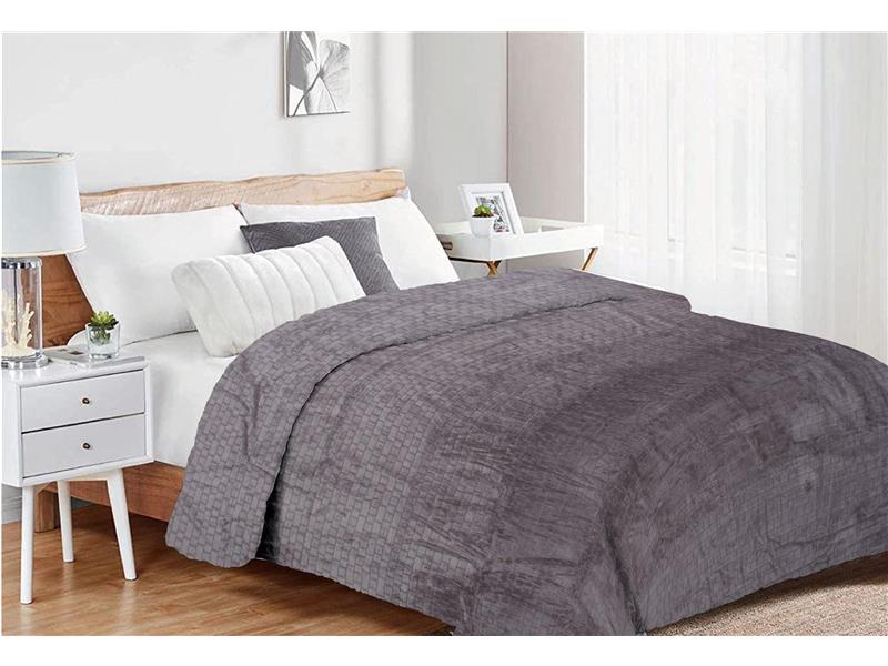 Κουβέρτα Coral Fleece Jacquard Brick 06 220X240 Grey 100% Polyester