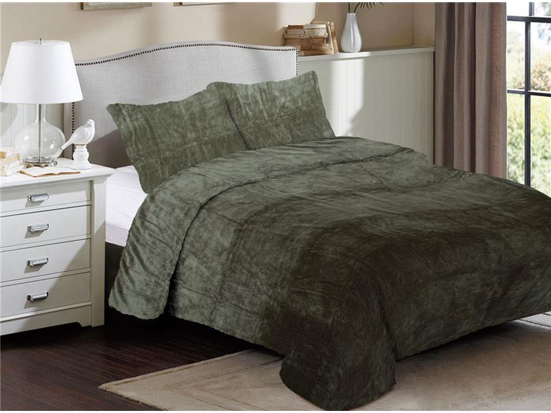 Κουβέρτα Coral Fleece Solid 07 220X240 Olive 100% Polyester