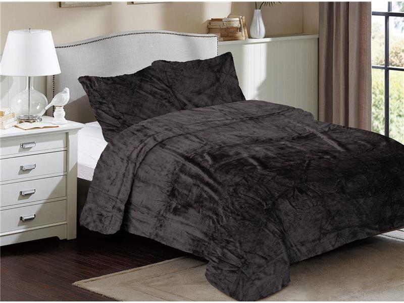 Κουβέρτα Coral Fleece Solid 08 220X240 Grey-Black 100% Polyester