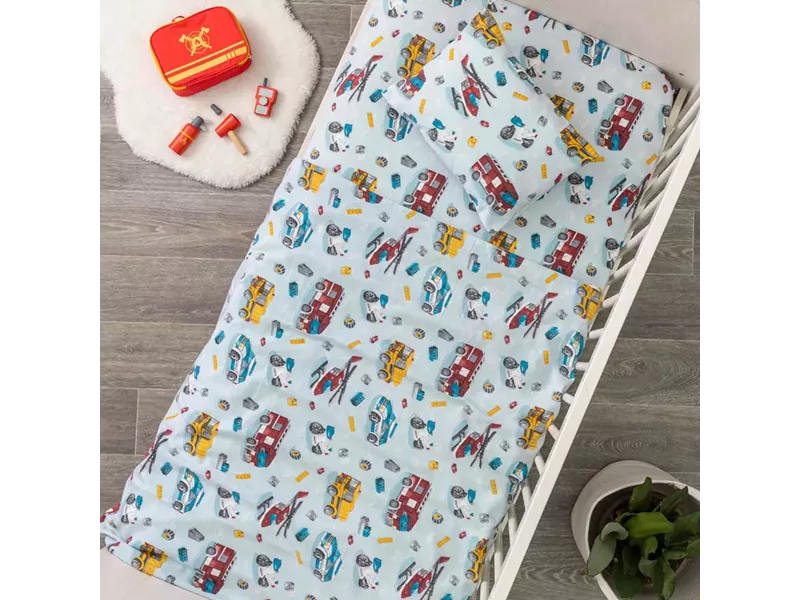 Σεντόνια Κούνιας Φανελένιο Σετ Πυροσβεστική