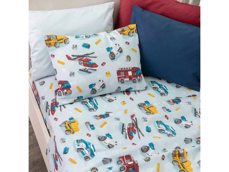 Σεντόνια Κούνιας Φανελένιο Σετ Πυροσβεστική