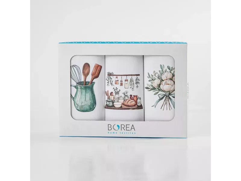 Ποτηρόπανα Κουζίνας Basilico Σετ 3ΤΜΧ