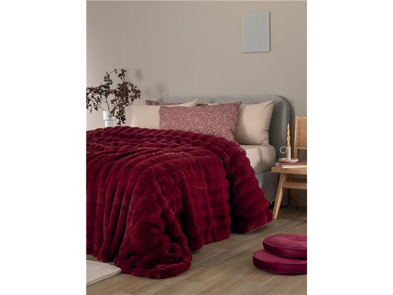 Κουβέρτα γούνα Heather Bordo Palamaiki      