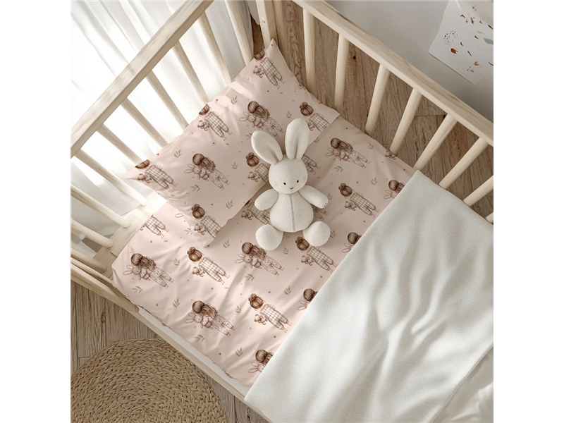 Σεντόνια Κούνιας Σετ Goodnight Ροζέ