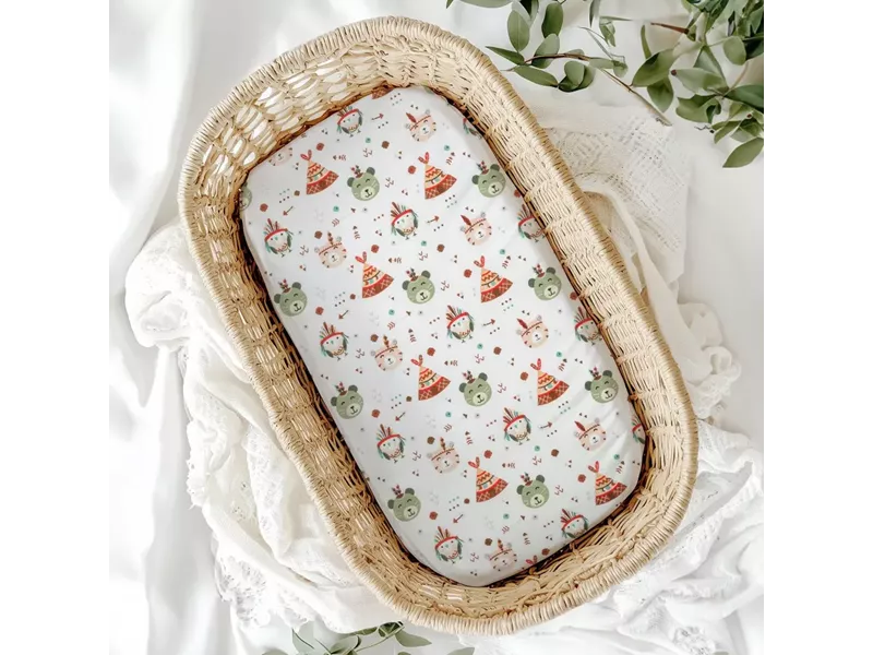 Σεντόνια Λίκνου Φανελένια Σετ Indian Bear Βεραμάν