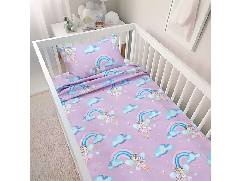 LINO BEBE ΣΕΤ ΣΕΝΤΟΝΙΑ ENHANCED RAINBOW LILAC 120X180