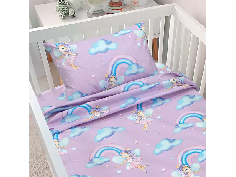 LINO BEBE ΣΕΤ ΣΕΝΤΟΝΙΑ ENHANCED RAINBOW LILAC 120X180