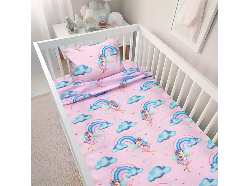 LINO BEBE ΣΕΤ ΣΕΝΤΟΝΙΑ ENHANCED RAINBOW PINK 120X180