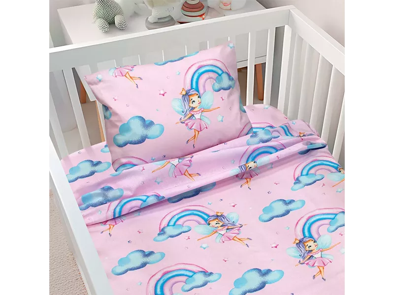 LINO BEBE ΣΕΤ ΣΕΝΤΟΝΙΑ ENHANCED RAINBOW PINK 120X180