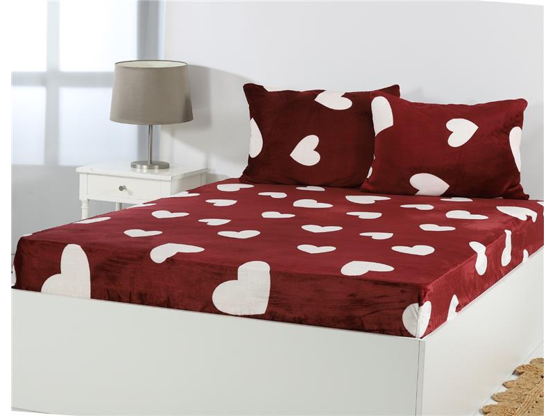 Fleece σεντόνι με λάστιχο και μαξιλαροθήκες (100cm x 200cm + 30cm) design 1