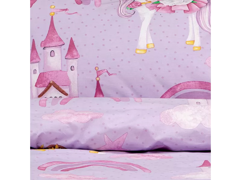 LINO Σετ Παιδική Παπλωματοθήκη (160x240) Dreamy Castleland Λιλά