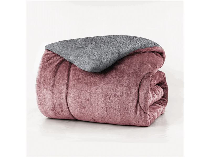 Kουβερτοπάπλωμα διπλής όψης Borea Cozy Ροζέ-Γκρι 