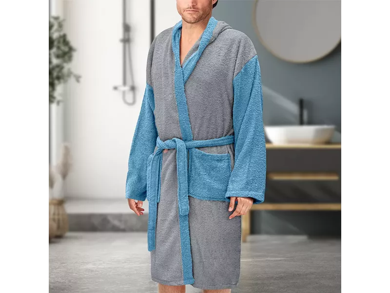 LINO Μπουρνούζι με κουκούλα Revel Γκρι Large