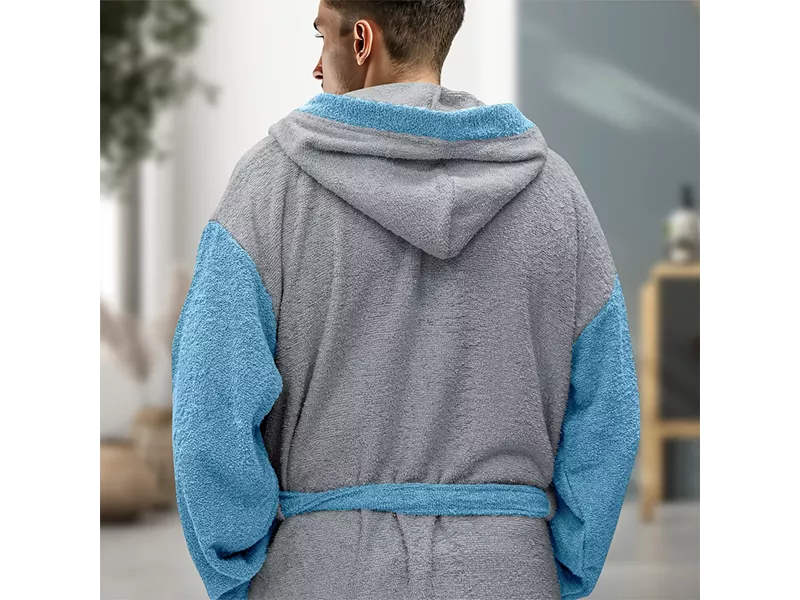 LINO Μπουρνούζι με κουκούλα Revel Γκρι Large