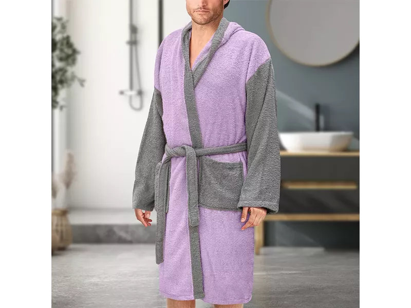 LINO Μπουρνούζι με κουκούλα Revel Μωβ Small