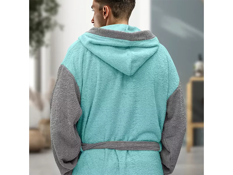 LINO Μπουρνούζι με κουκούλα Revel Μέντα Large