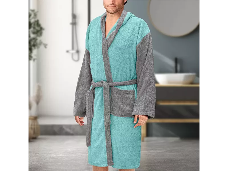 LINO Μπουρνούζι με κουκούλα Revel Μέντα Small