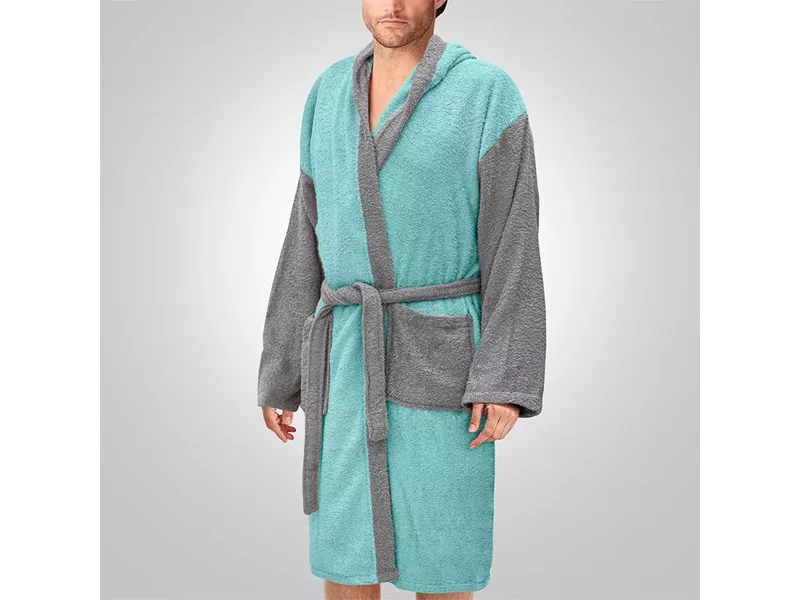 LINO Μπουρνούζι με κουκούλα Revel Μέντα Small