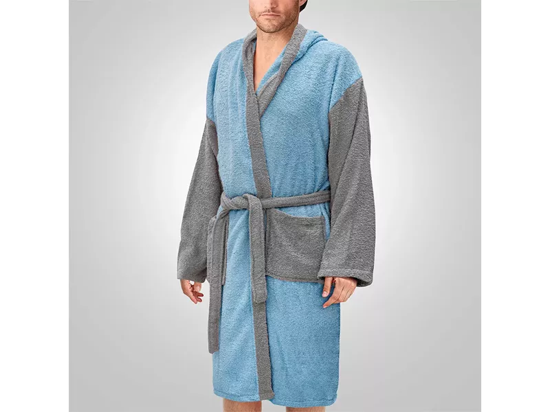 LINO Μπουρνούζι με κουκούλα Revel Γαλαζιο Large