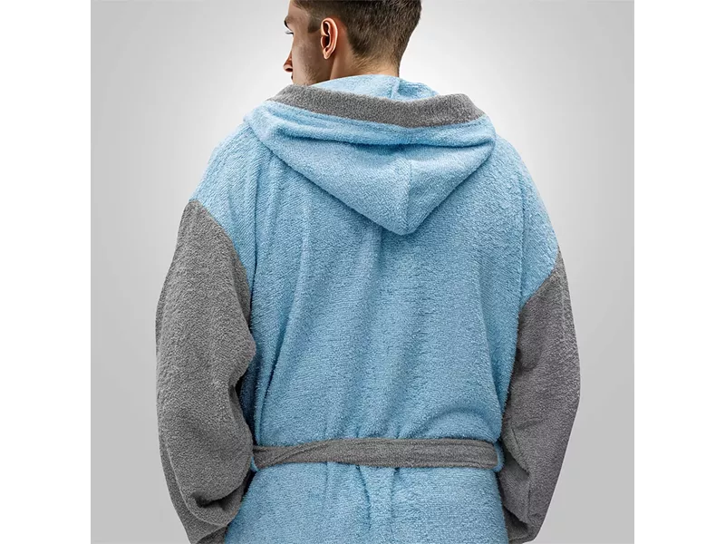 LINO Μπουρνούζι με κουκούλα Revel Γαλαζιο Large