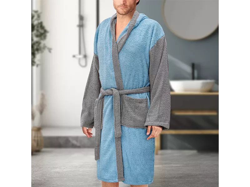 LINO Μπουρνούζι με κουκούλα Revel Γαλάζιο Medium