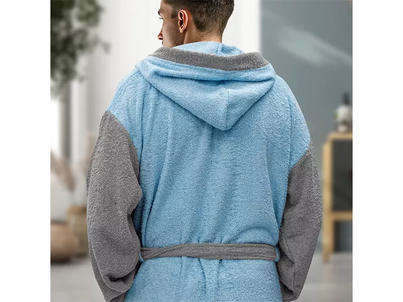 LINO Μπουρνούζι με κουκούλα Revel Γαλάζιο Medium