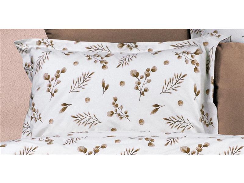 Μαξιλαροθήκη Εμπριμέ Μυρτώ 352 50X70 Beige 100% Cotton Flannel