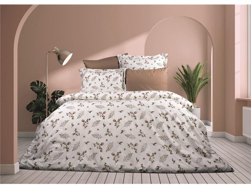 Παπλωματοθήκη Εμπριμέ Μυρτώ 352 160X240 Beige 100% Cotton Flannel