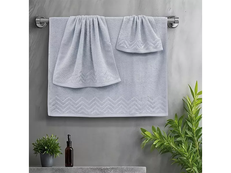 LINO Σετ πετσέτες 3τμχ (30x50,50x90,70x140) Wavie Ανοιχτό Γκρι