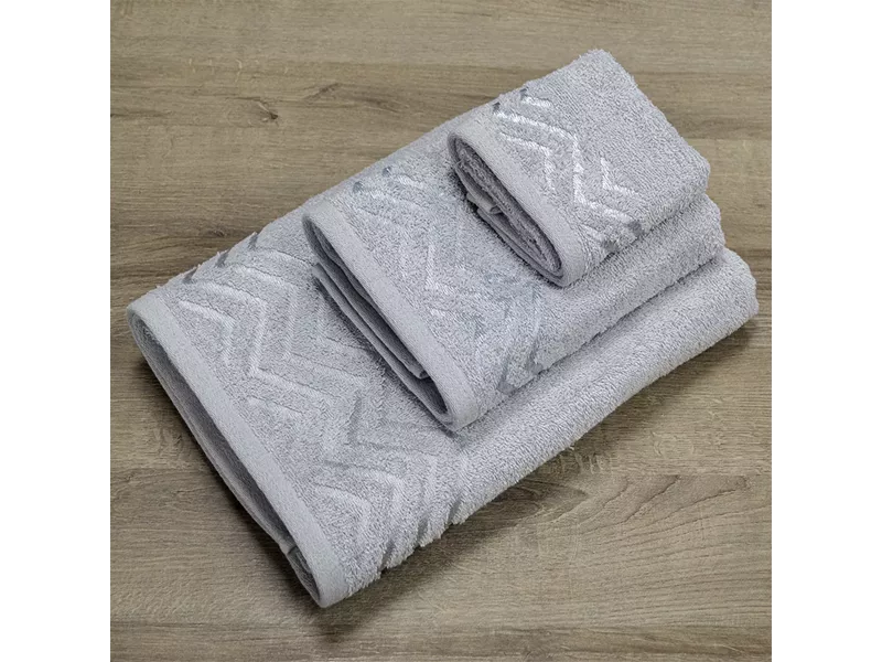 LINO Σετ πετσέτες 3τμχ (30x50,50x90,70x140) Wavie Ανοιχτό Γκρι