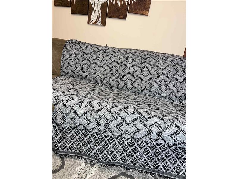 Σετ Ριχτάρια 2τεμ Σενίλ Γεωμετρικό-Ρόμβος Γκρι Μαύρο