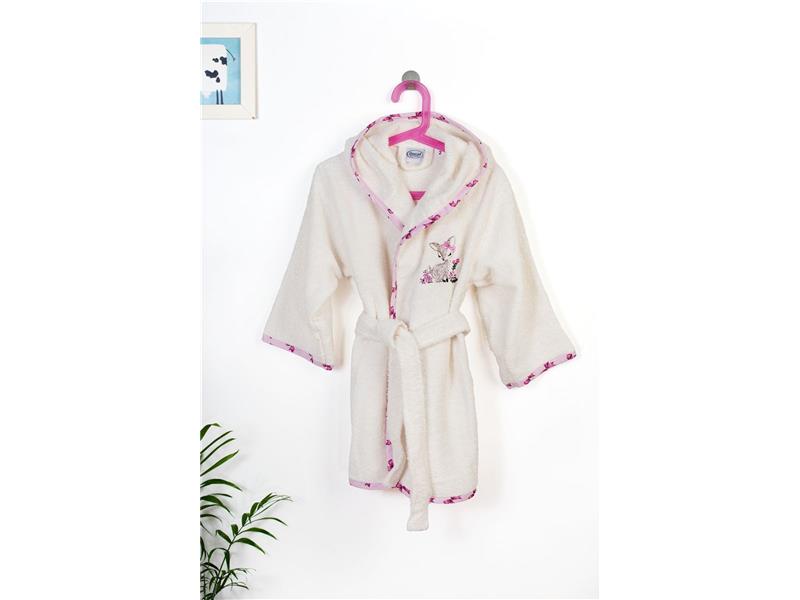 Μπουρνούζι Με Κέντημα kids Deer 198 Size: 02 Ecru-Pink 100% Cotton