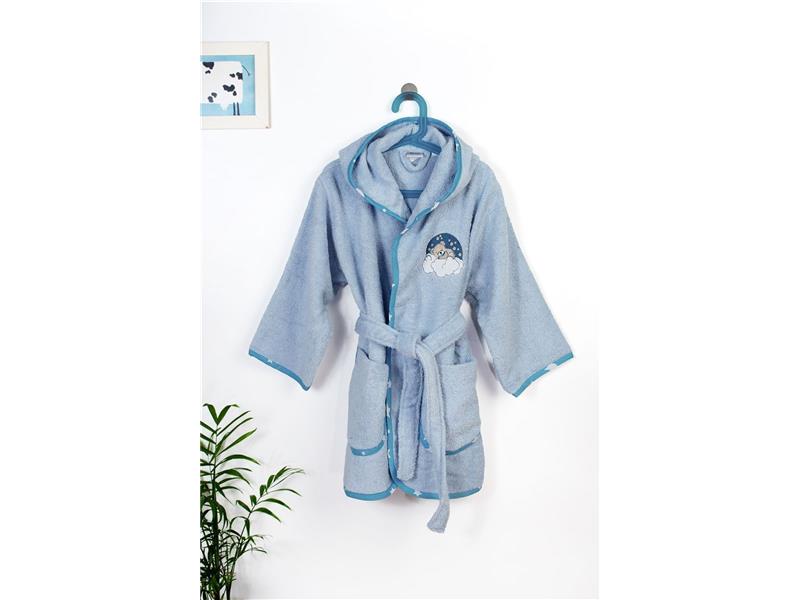 Μπουρνούζι Με Κέντημα kids Cloudy Bear 175 Size: 04 Sky Blue 100% Cotton