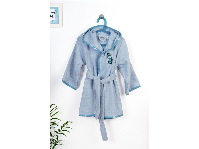 Μπουρνούζι Με Κέντημα kids Dinosaur 179 Size: 04 Sky Blue 100% Cotton