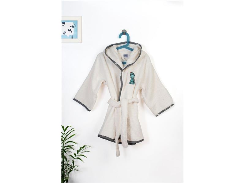 Μπουρνούζι Με Κέντημα kids Dinosaur 181 Size: 02 Ecru-Grey 100% Cotton
