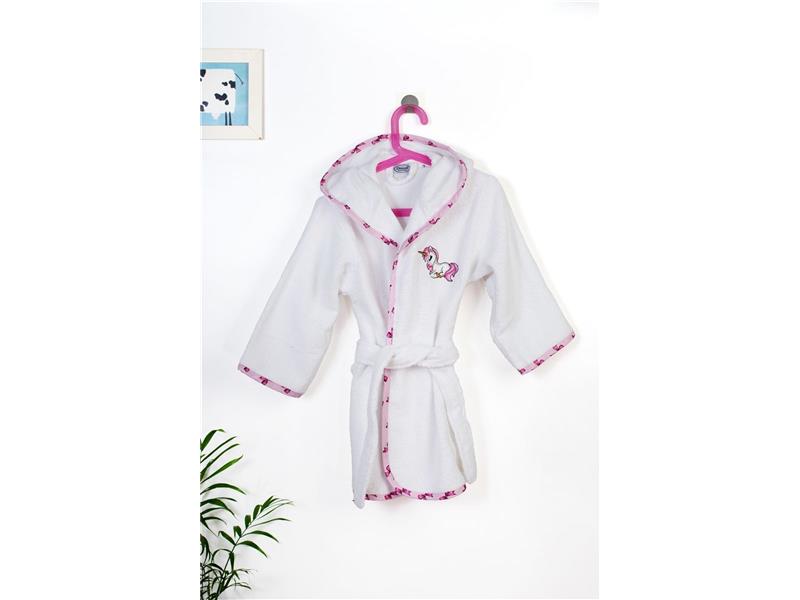 Μπουρνούζι Με Κέντημα kids Unicorn 188 Size: 04 White-Pink 100% Cotton