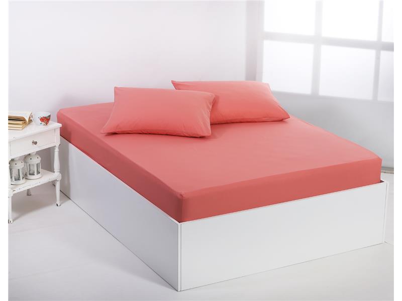 Βαμβακερό σεντόνι essentials (105cm x 200cm + 35cm) coral almond