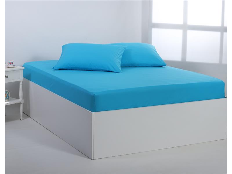 Βαμβακερό σεντόνι essentials (105cm x 200cm + 35cm) river blue