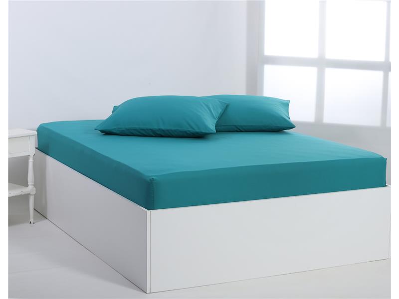 Βαμβακερό σεντόνι essentials (165cm x 200cm + 35cm) teal blue